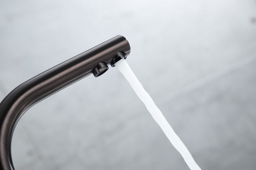 Смеситель для кухни Paulmark ESSEN Es213011-GM на мойку вороненая сталь - фото 4